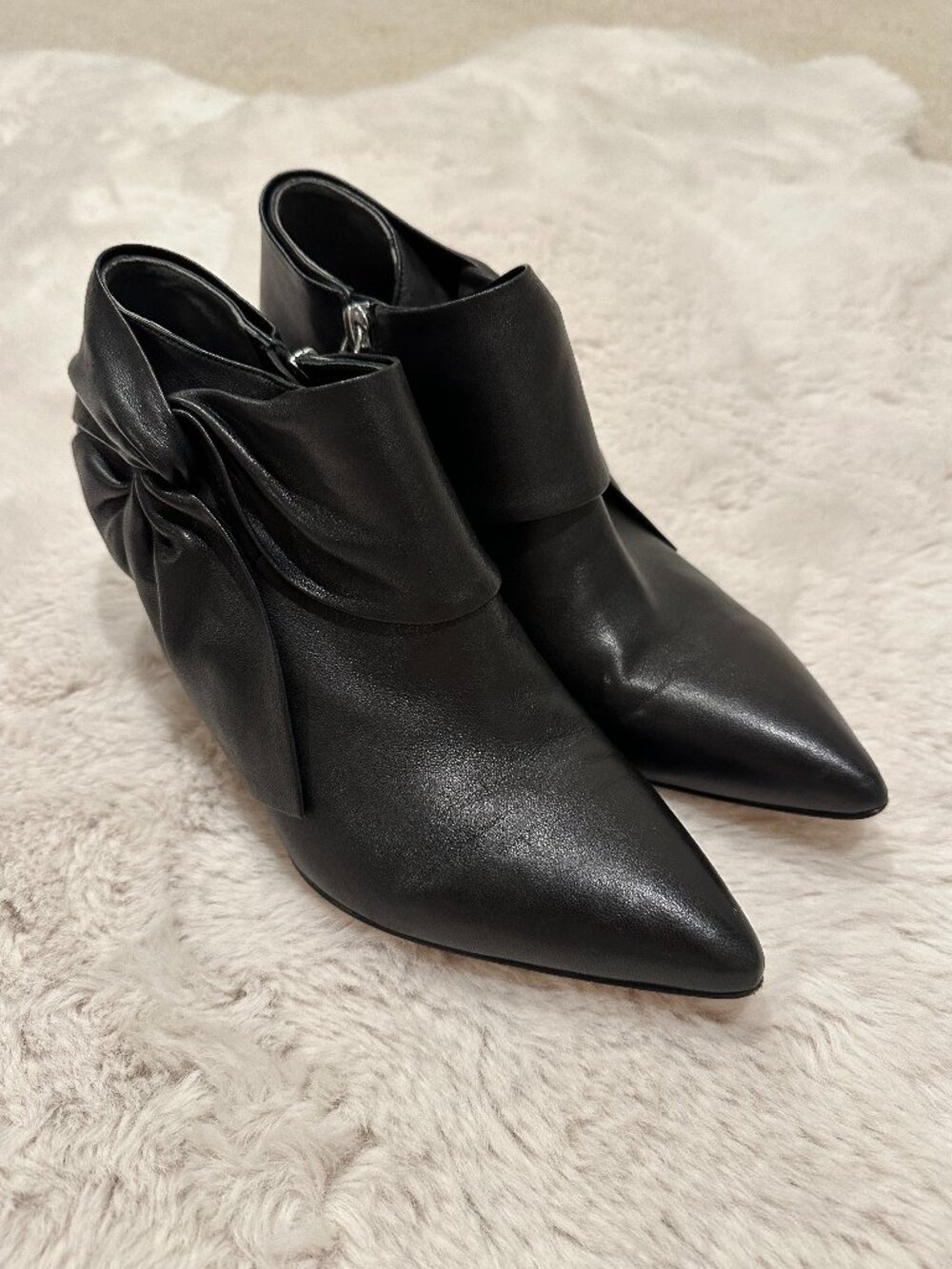 Paige Boots Catrine Zip Bow Black Soft Leather - Size 10
